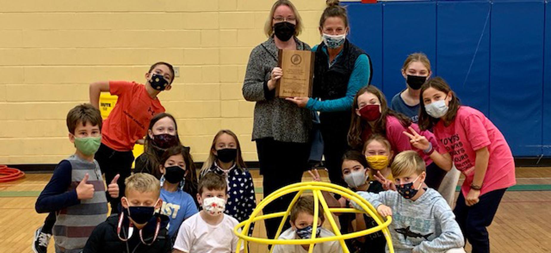 students with new equipment