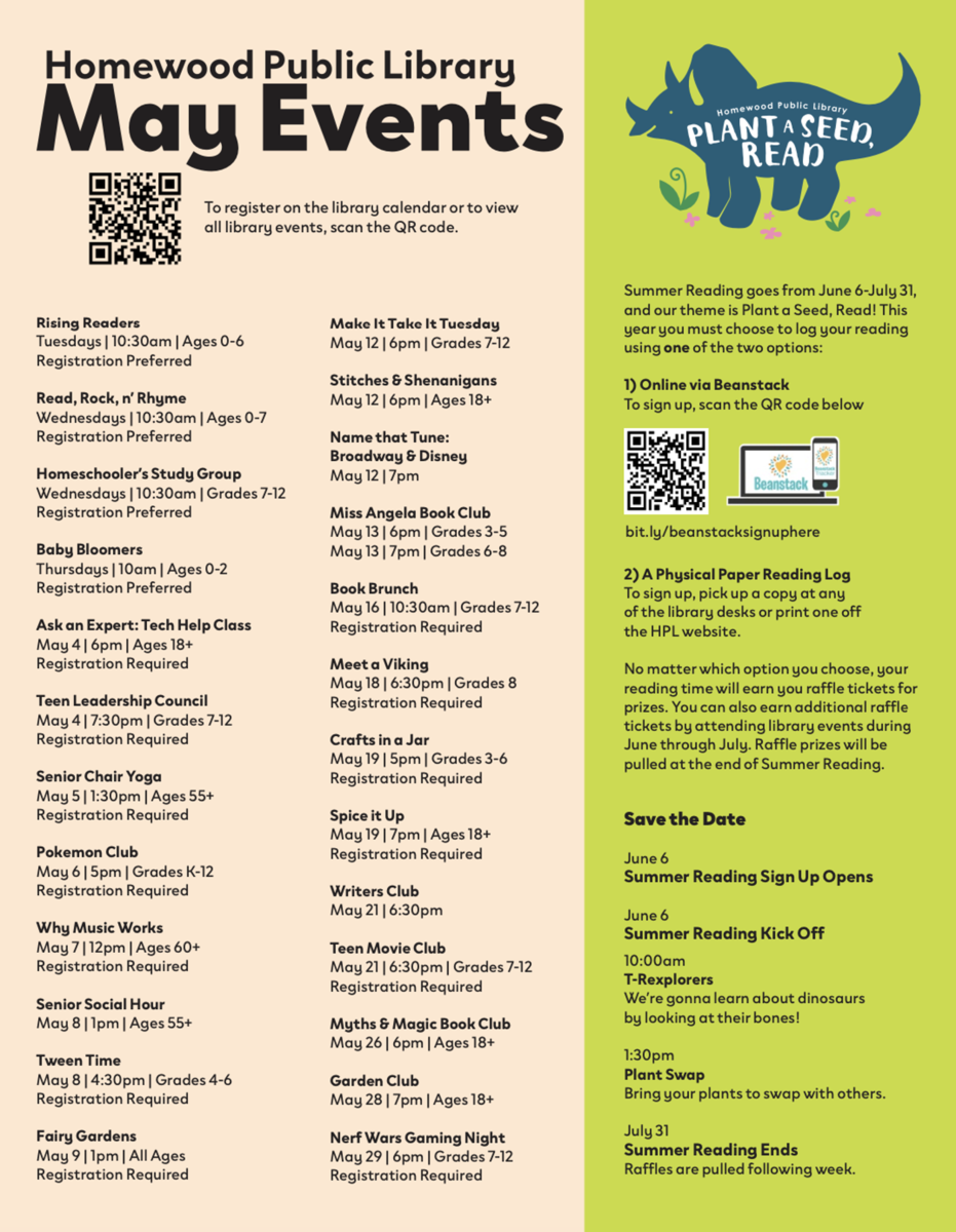 list of May events from Homewood Public Library