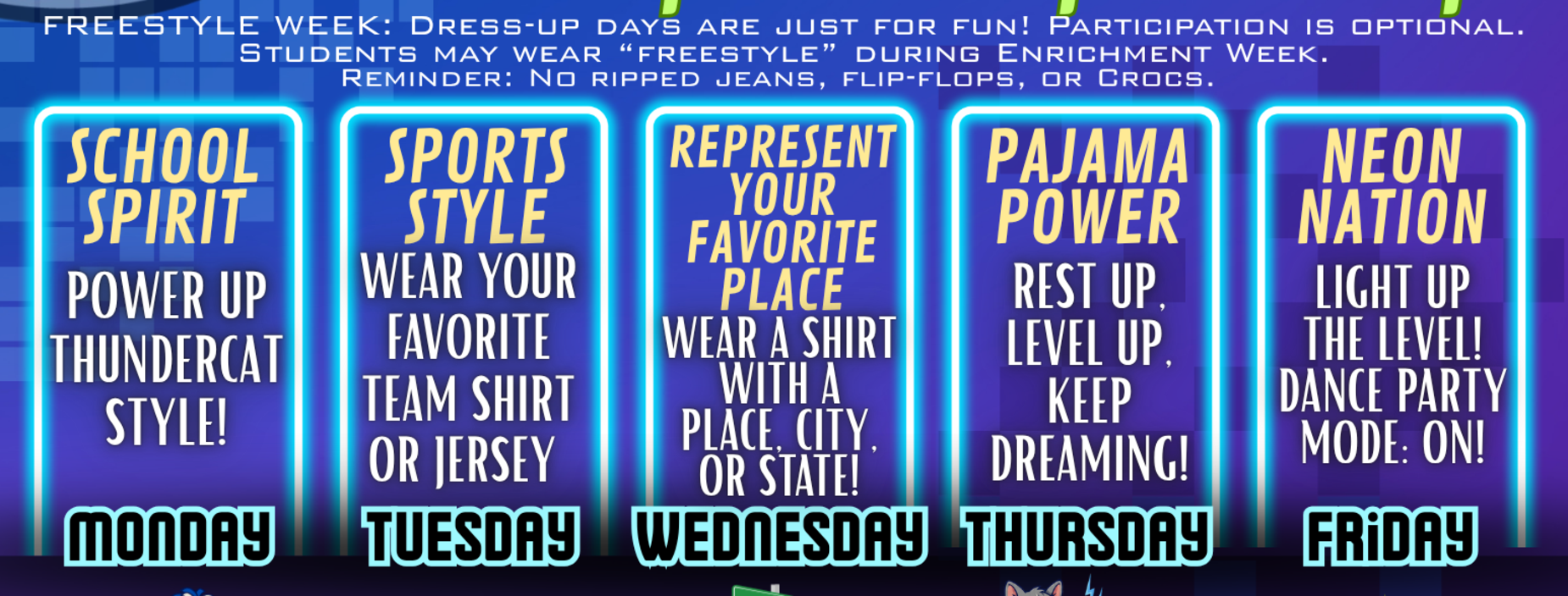 Free style options for level up week.