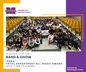 promo graphic - MJH band and choir ISSMA Total Department All Music Award 2026