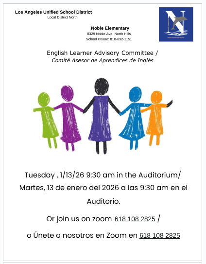 ELAC Meeting / Reunión Escolar para ELAC