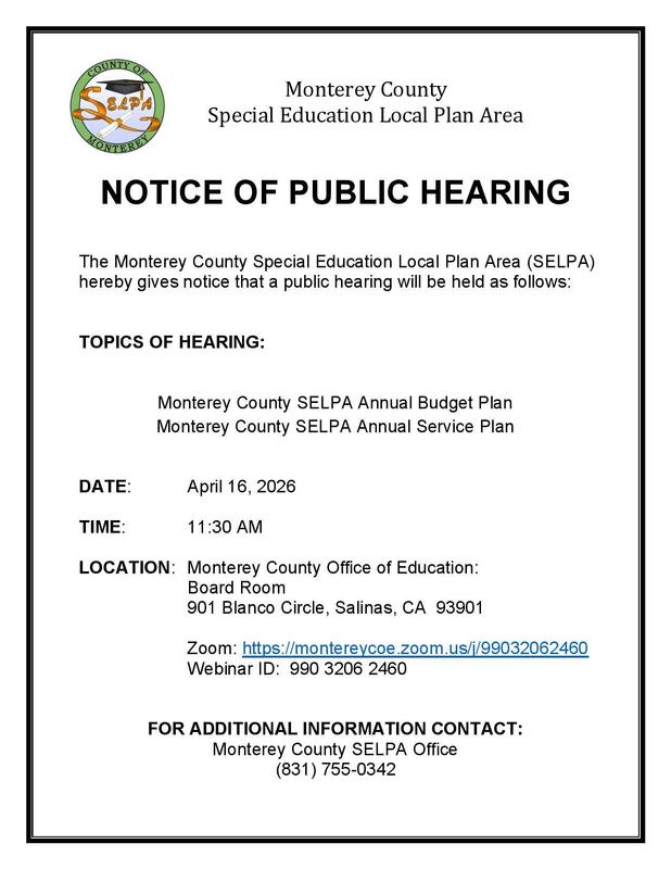 Invitation to parents to attend SELPA meeting on April 16 2026 at 11:30 am