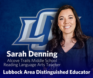 Sarah Denning LCU Distinguished Educator Graphic