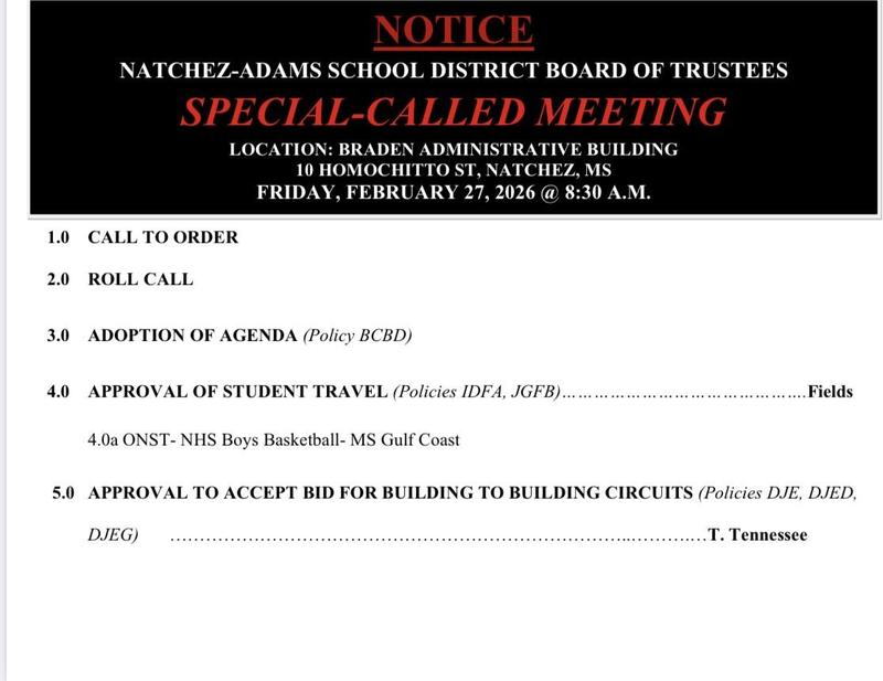 Special Called Board Meeting