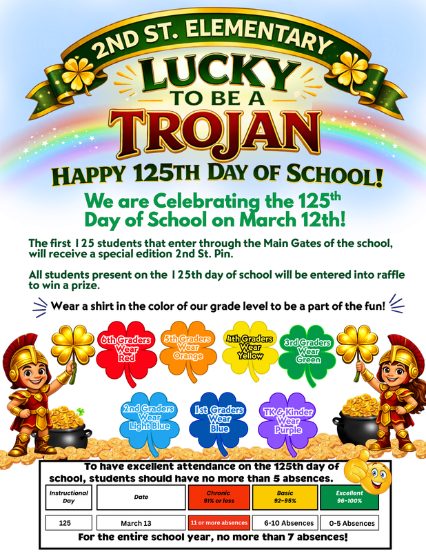 125th day of school flyer