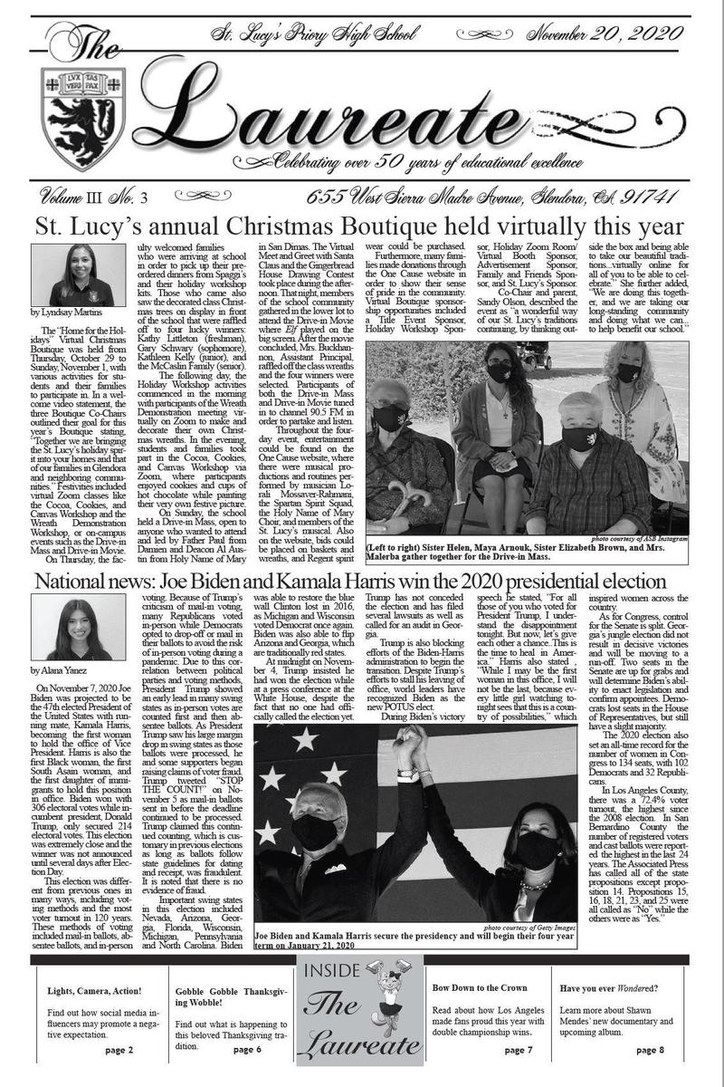November 2020 Issue of The Laureate is here! Featured Photo