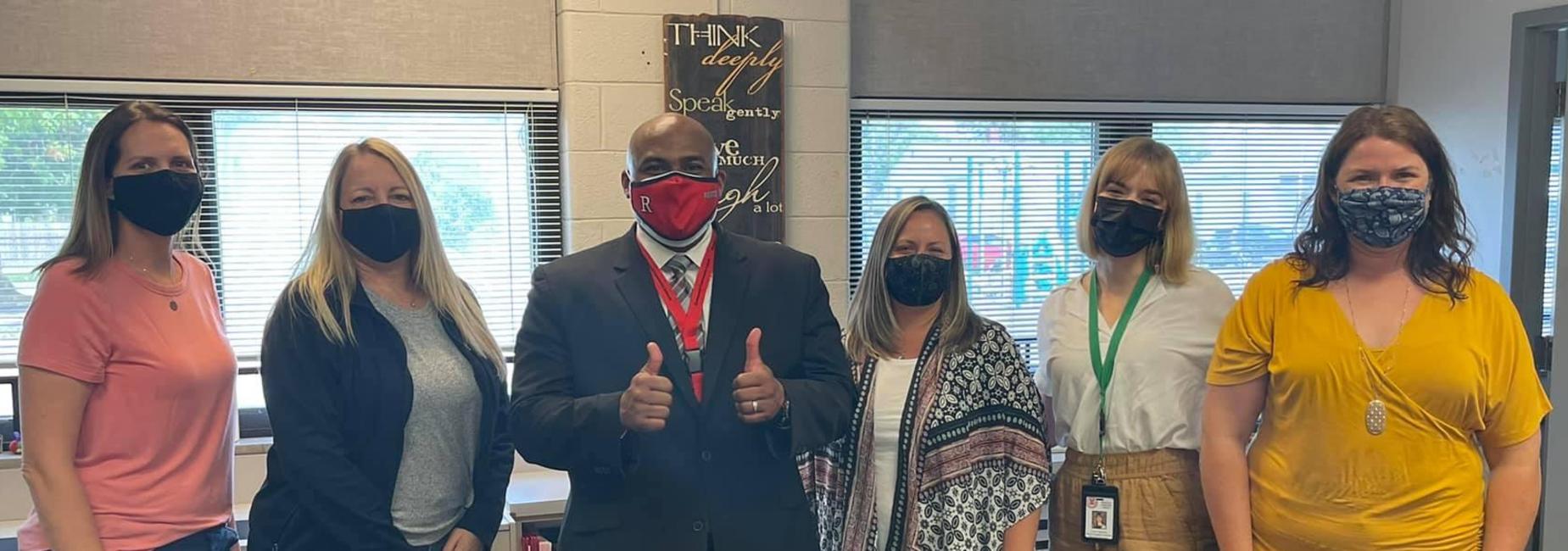 Dr. Wright visits with Westview staff