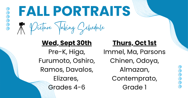 Fall Portraits Schedule