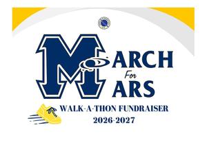 Logo for a March for Mars walk-a-thon fundraiser event.