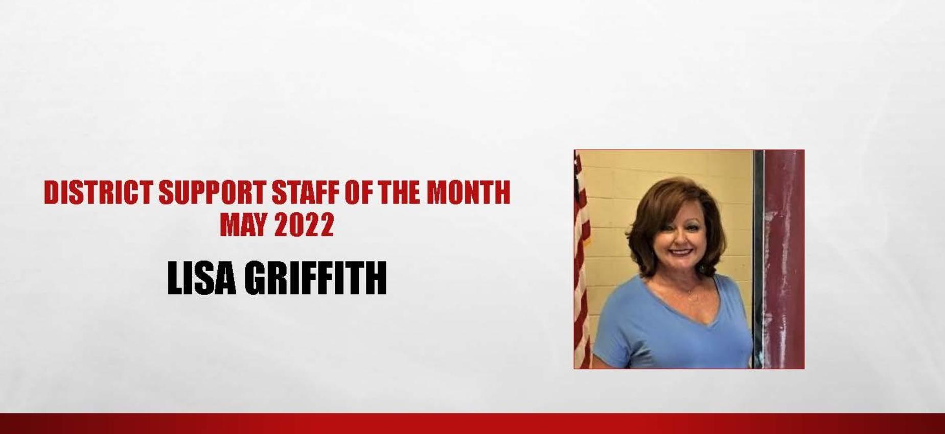 District Support Staff of the Month May 2022 Lisa Griffith