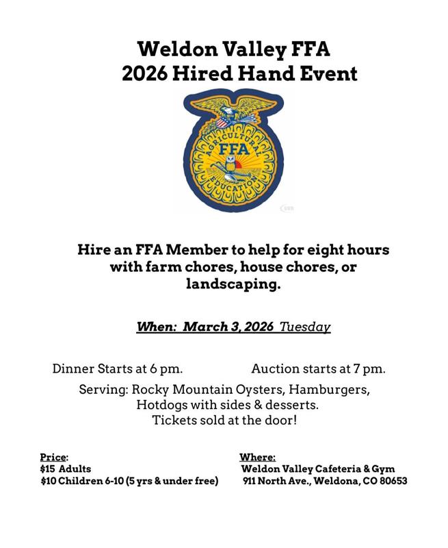 Flyer with details for FFA event at Weldon Valley School