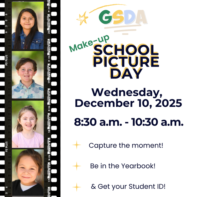 film strip with children's photos in it, picture day information details