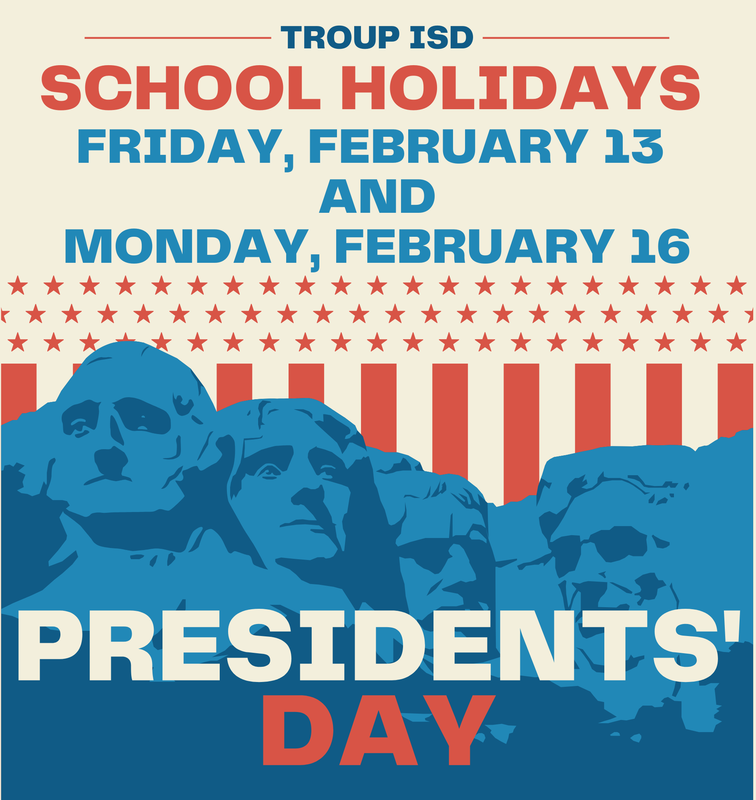 presidents' day holidays February 13 & 16