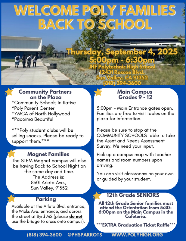 Back to School Night September 4, 2025