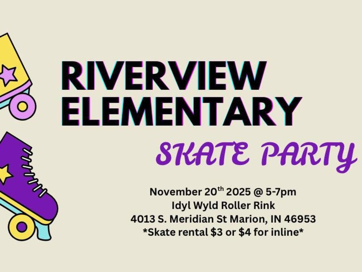 promo graphic - Riverview Elementary skating party November 2025