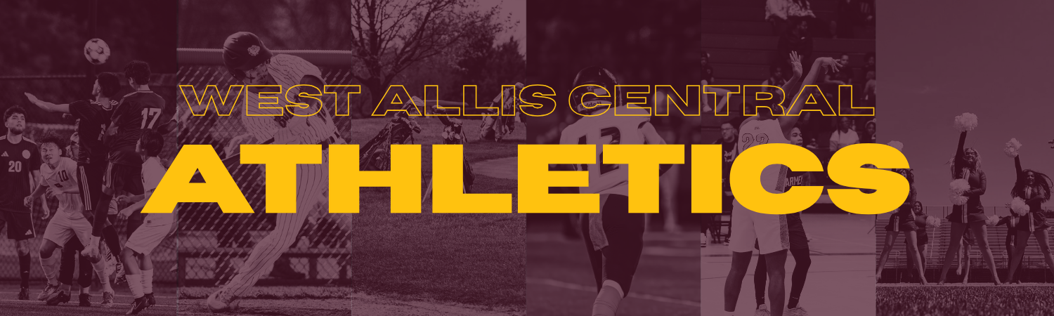 West Allis Central Athletics Banner with photos of different sports teams