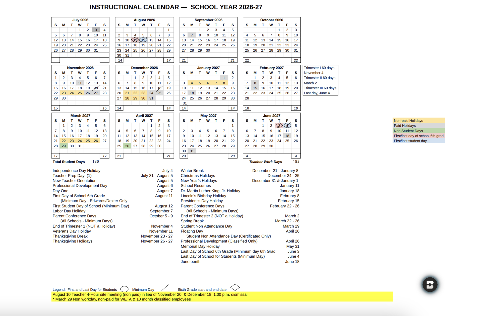 2026-2027 Calendar  