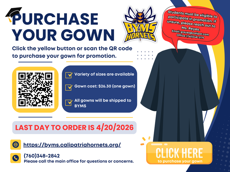 Attention 8th Graders: Purchase your Gown for Promotion Featured Photo
