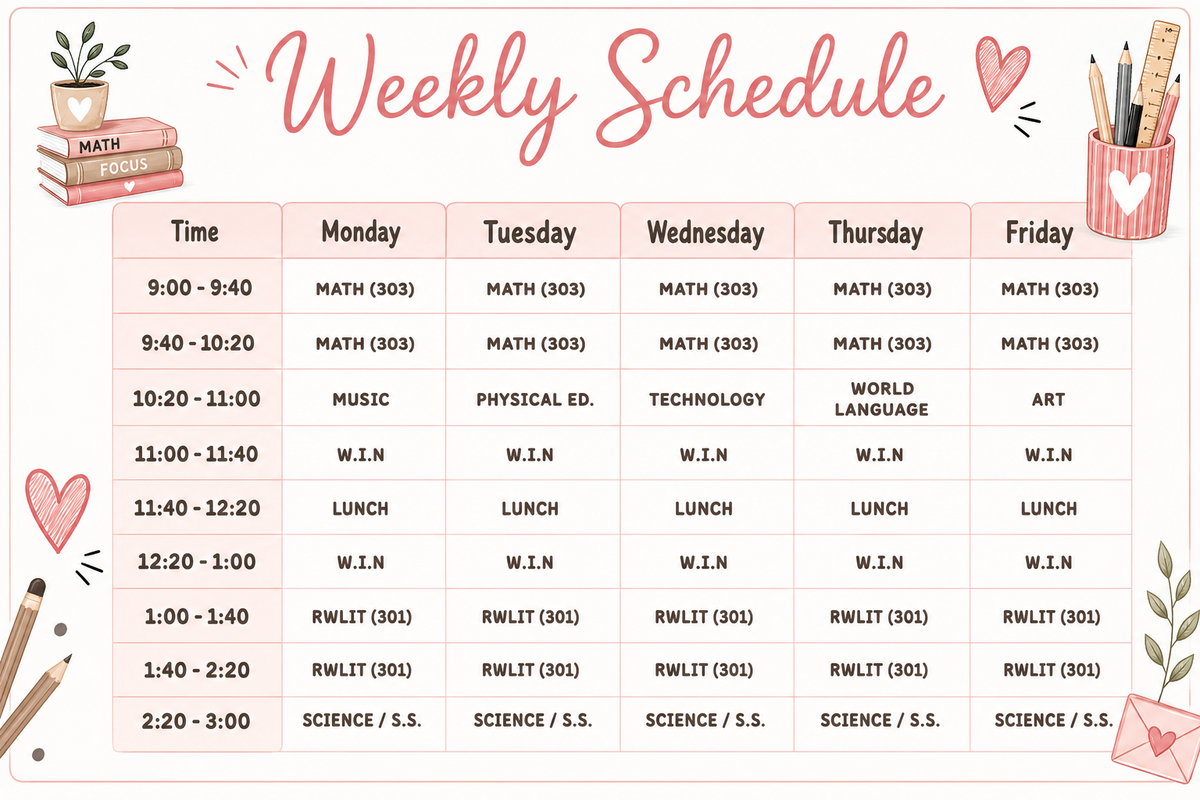 Weekly schedule