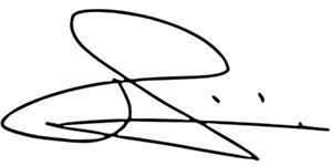 Signature, in black type, informal cursive