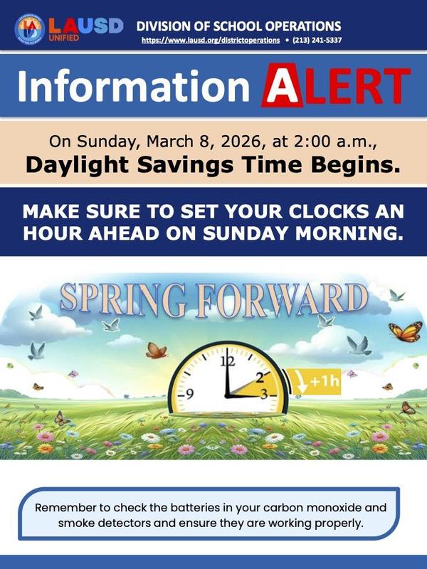 Flyer in English announcing Daylight Savings