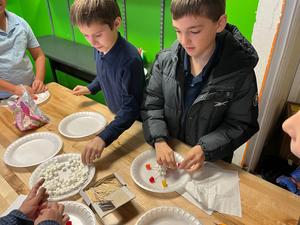 students working on their snowflakes