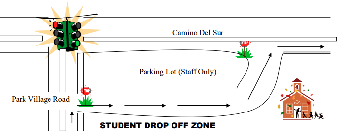 Map of PVES parking and student drop-off