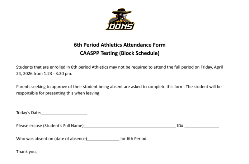 Parents seeking to approve of their student being absent please click here for the form