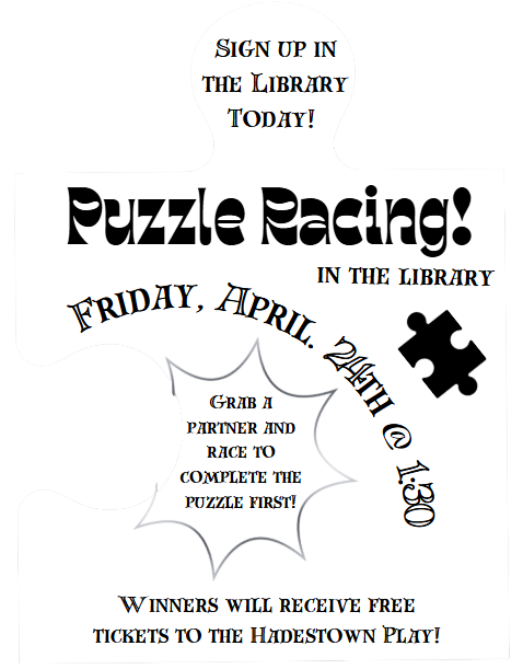 Puzzle Racing in the Library Flyer