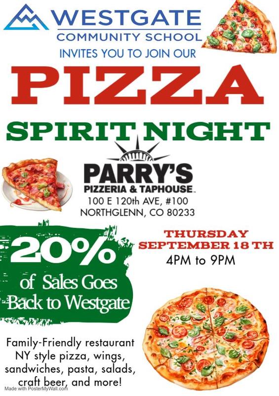 Parry's Pizza Spirit Night Flyer