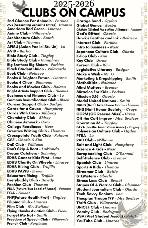 EDHS Clubs 2025-26 Thumbnail Image