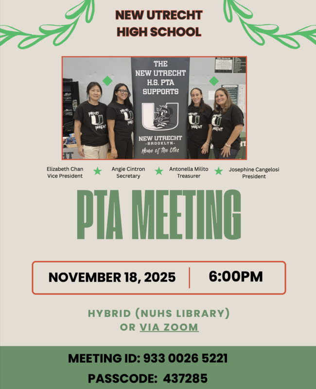 PTA Meeting November 18 - 6PM Flyer