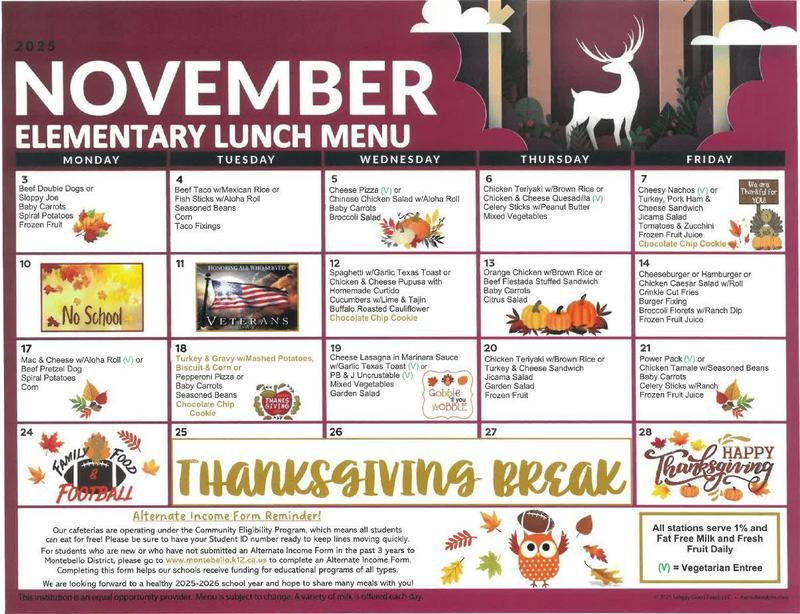 november lunch menu