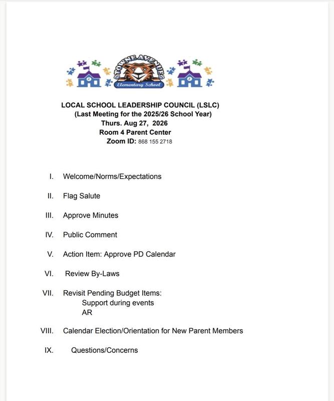 LSLC Meeting agenda