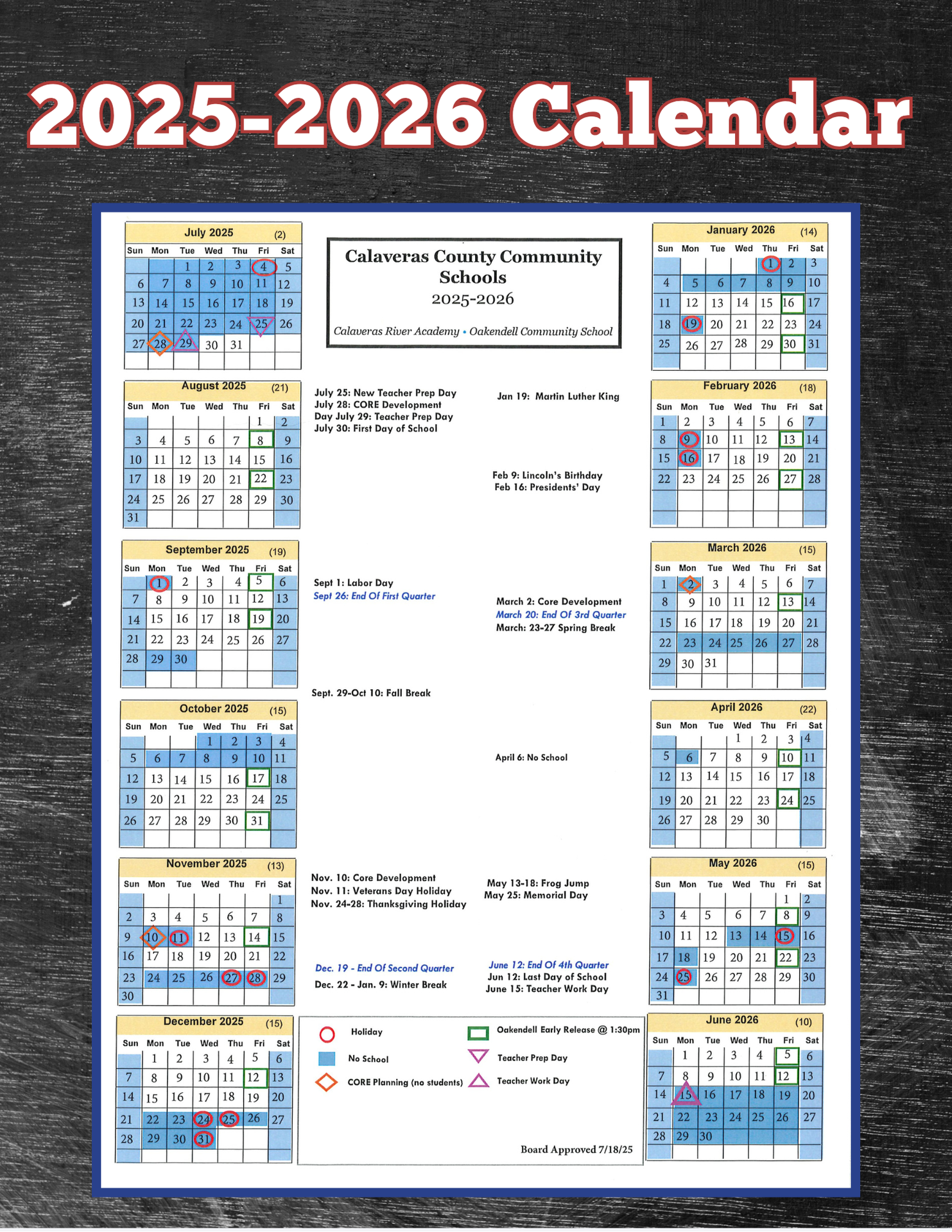 2025-2026 Calander
