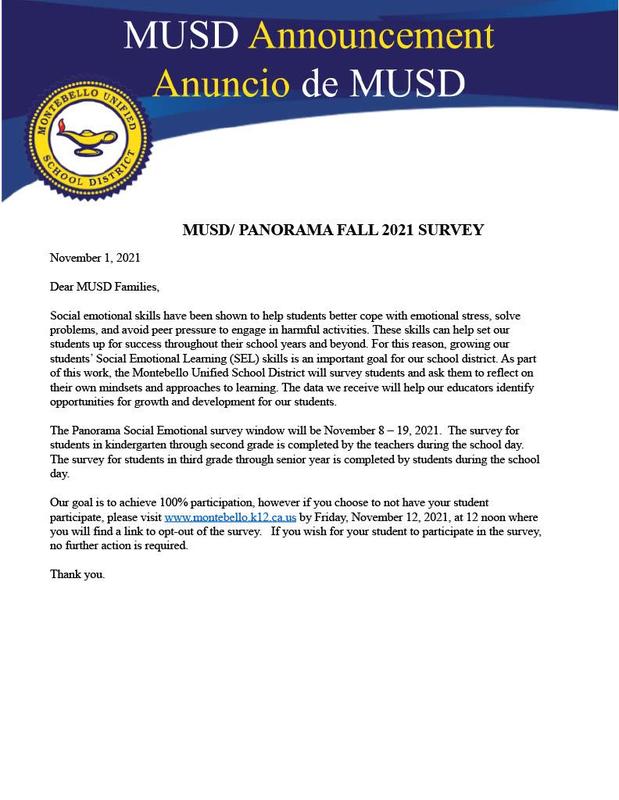 Panorama Survey Letter