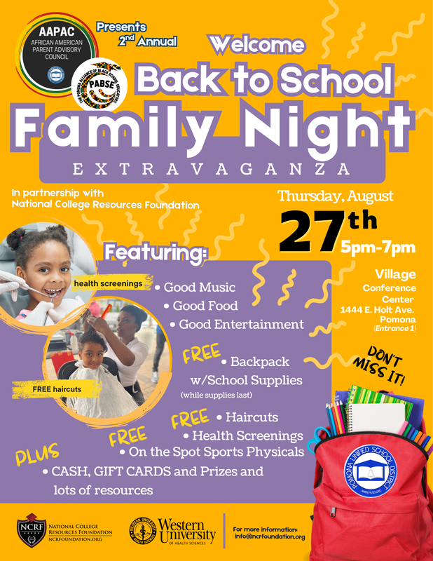 PABSE/AAPAC & NCRF 2nd Annual Welcome Back to School Family Night Extravaganza