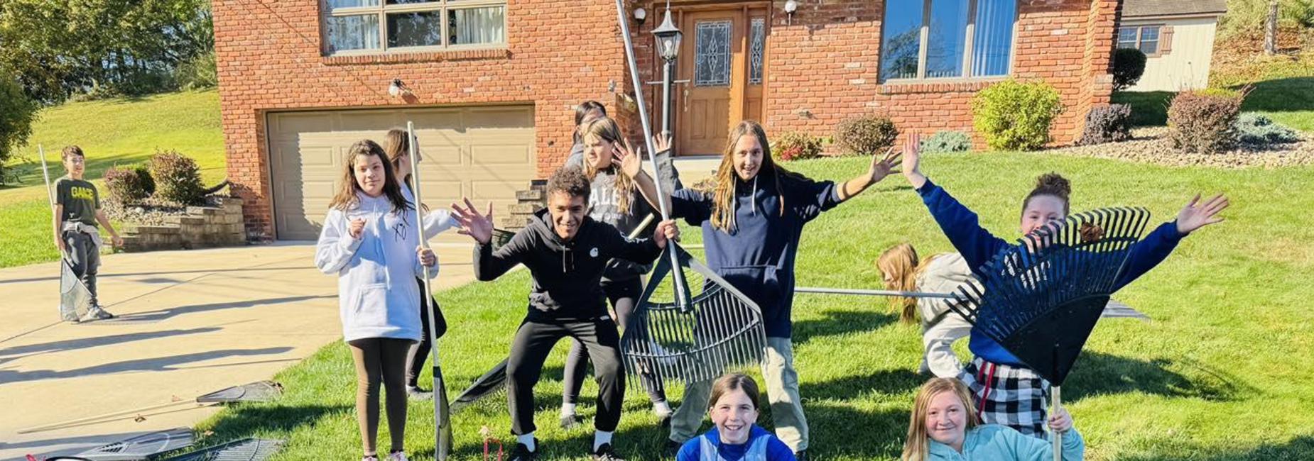 WHM Students Raking Leaves