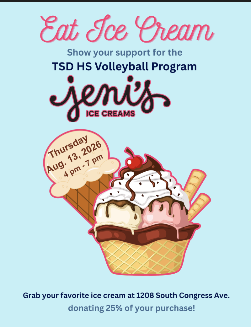 Text promoting an ice cream fundraiser for a volleyball program.