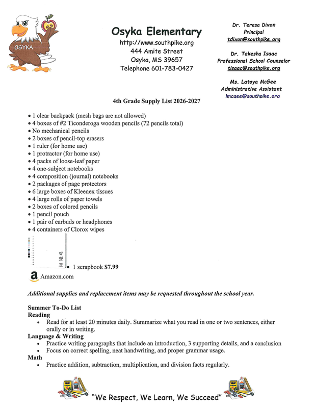 spsd 2026-27 school supplies list