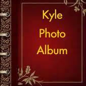 Red scrapbook cover titled 'Kyle Photo Album'