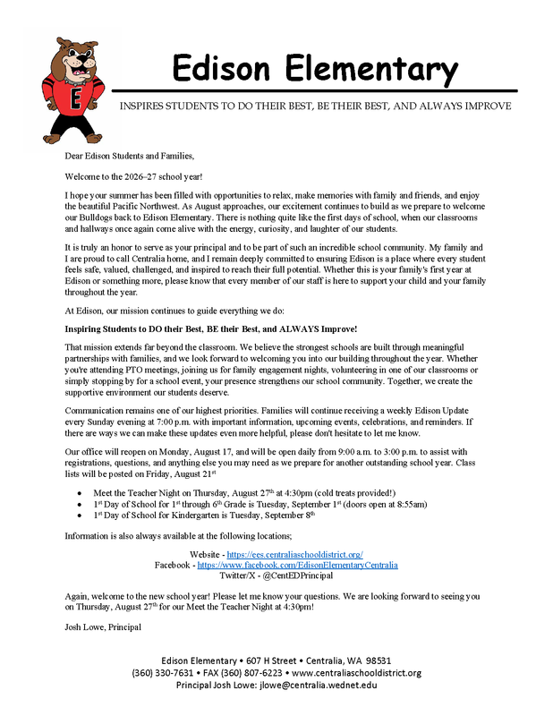 Edison Families Back to School 2026-27