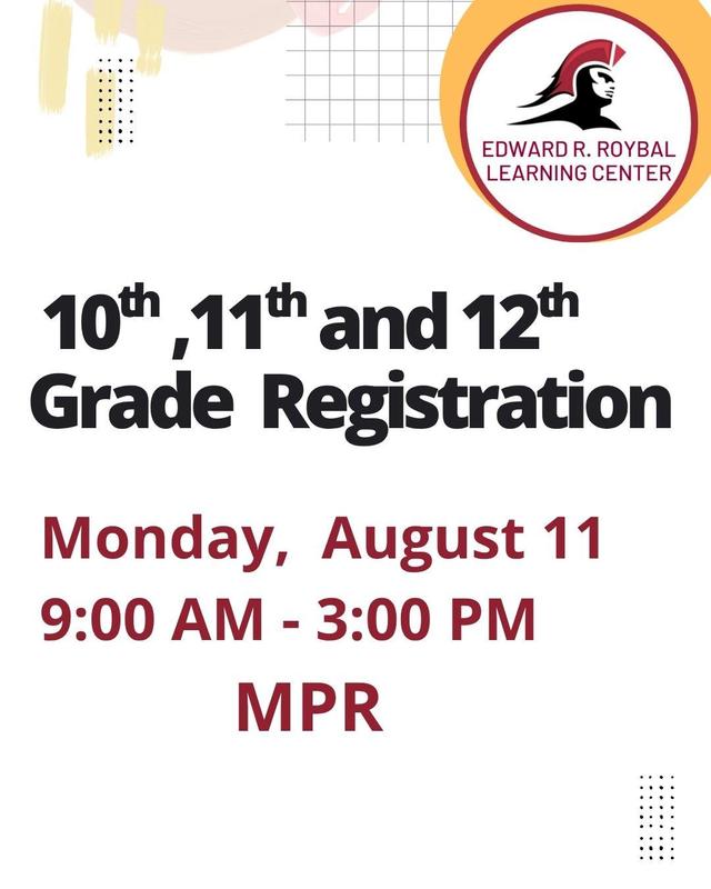 10th, 1th, and 12th grade registration