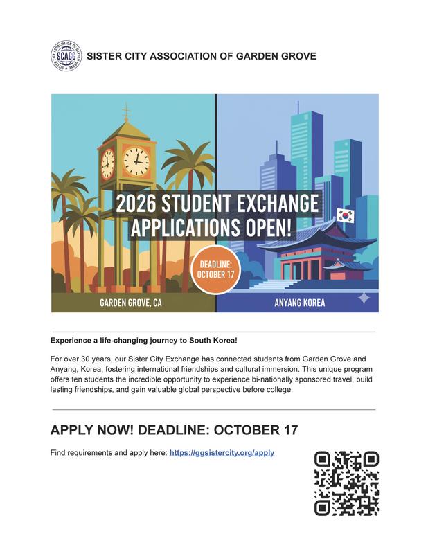 Sister Cities Student Exchange Program to Anyung, South Korea! Featured Photo
