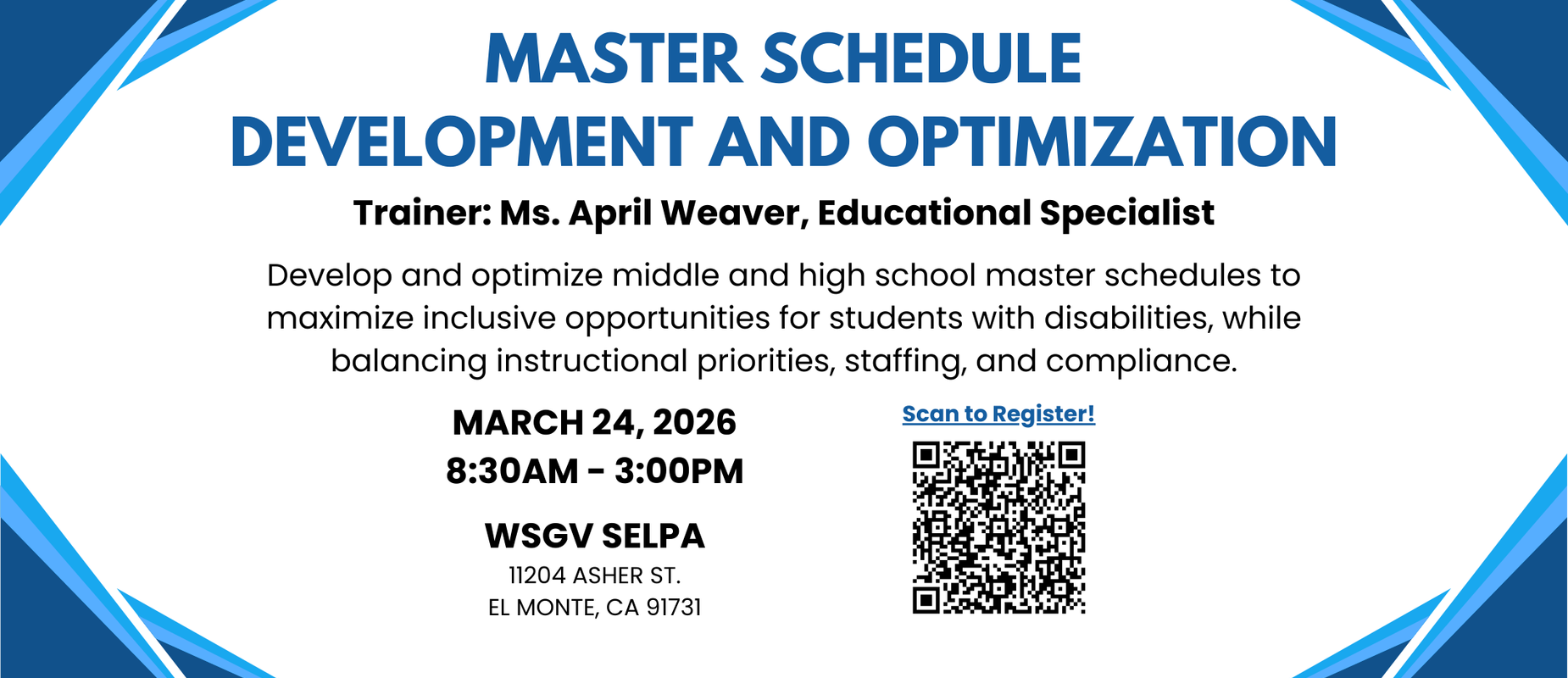 Master Schedule Training