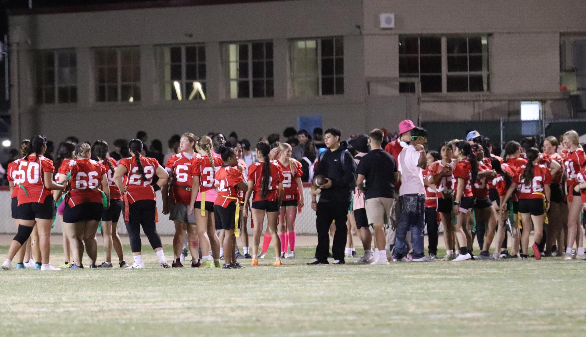 girls playing flag football