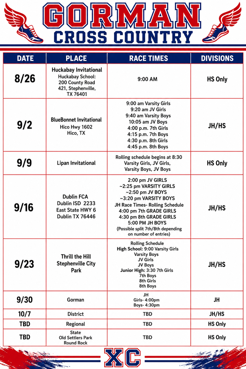 CROSS COUNTRY SCHEDULE Featured Photo