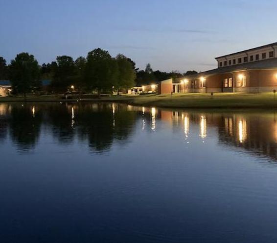 St. Joseph Catholic School at dusk.