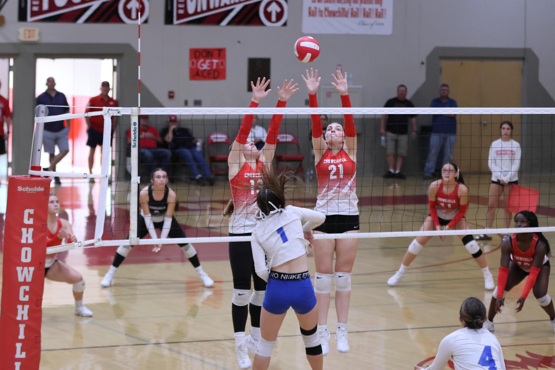 Varsity girls Volleyball playing vs. Madera 52