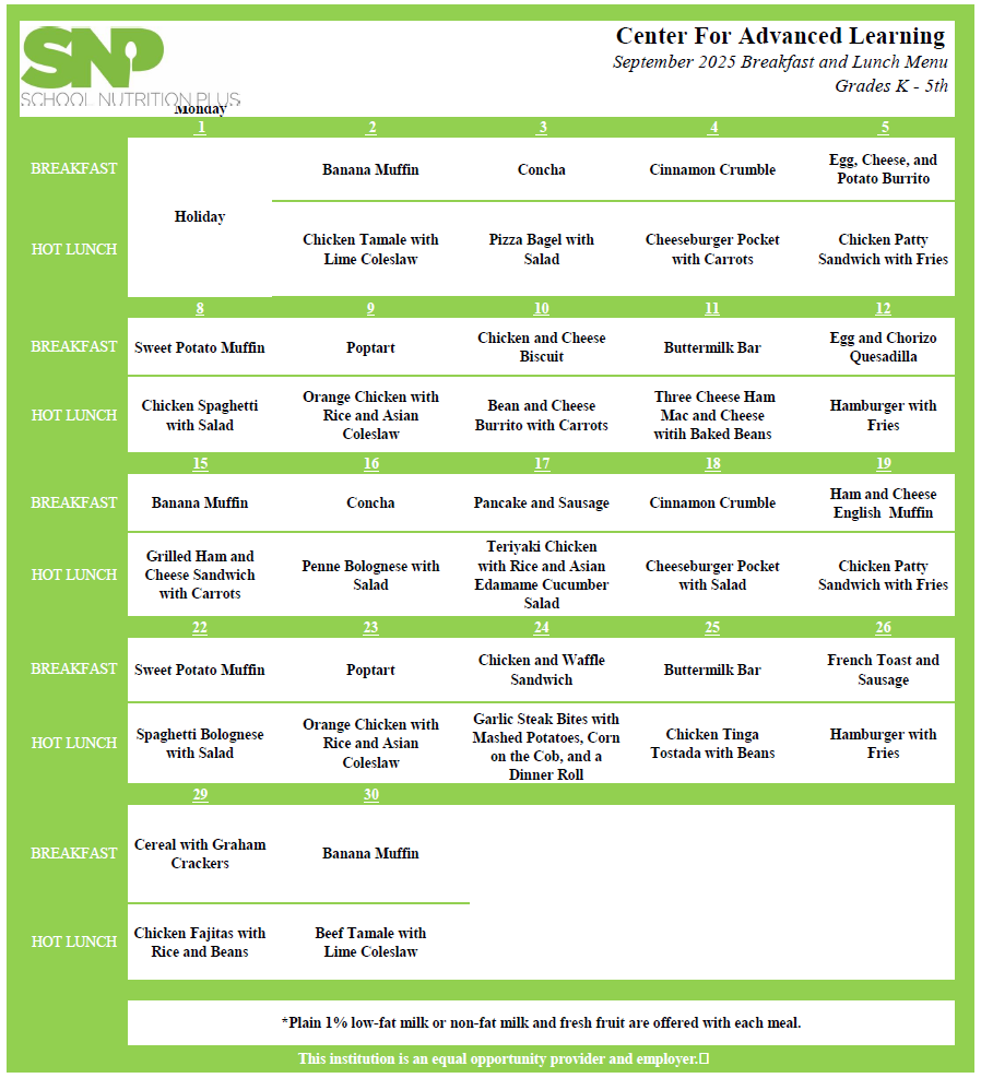 September Menu